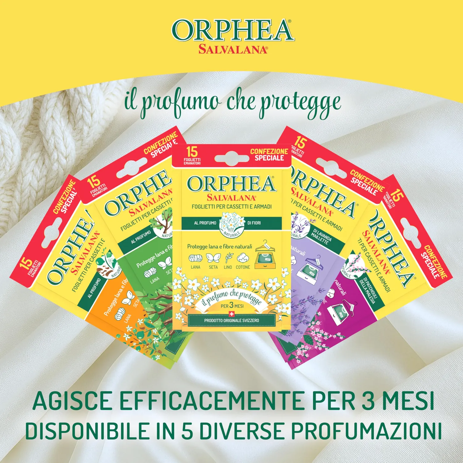 Orphea Salvalana Foglietti Armadio 15 pz sandalo bergamotto