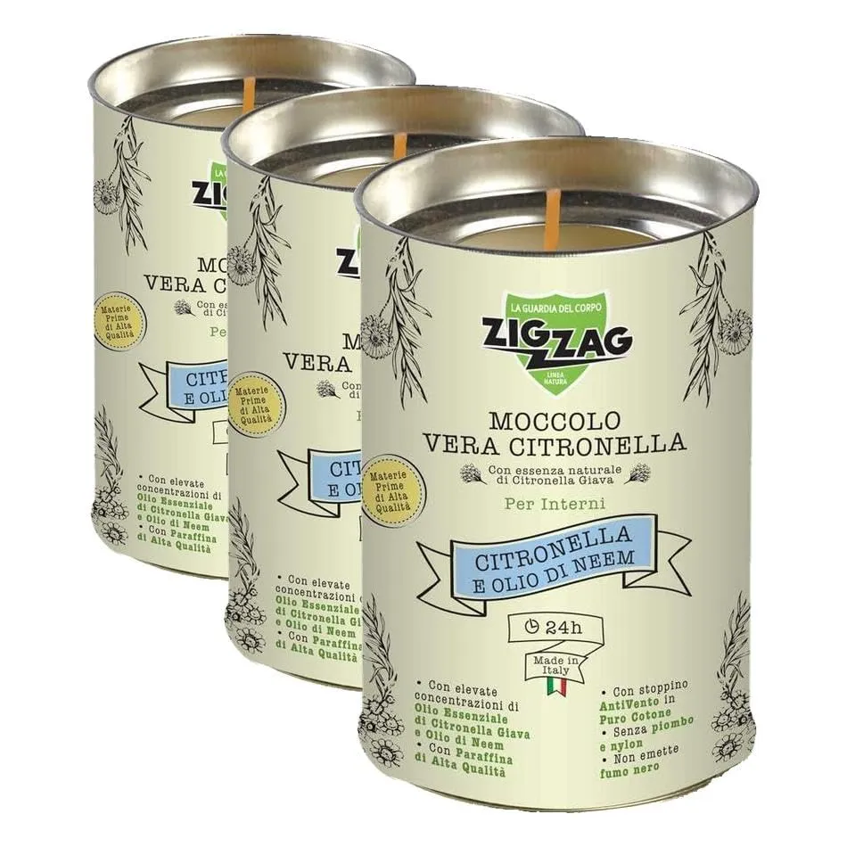 ZigZag Moccolo Citronella Giava e Neem interni 24 ore