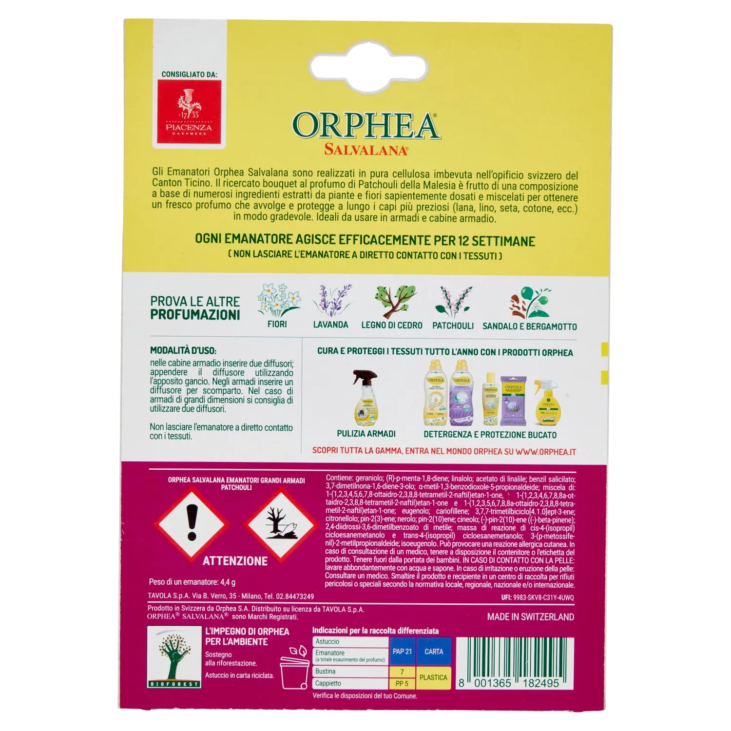 Orphea Salvalana Foglietti Armadio 2 pz patchouli Malesia
