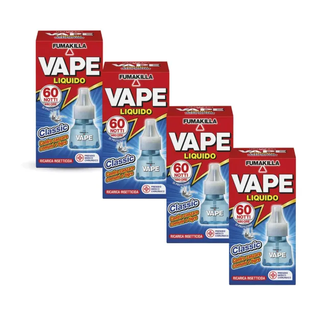 Vape Classic ricarica liquida antizanzare 4 pezzi profumo classico