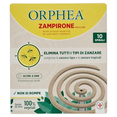 Orphea Spirali Zanzaricida 10 Pezzi Fibra Vegetale fino a 4 Ore
