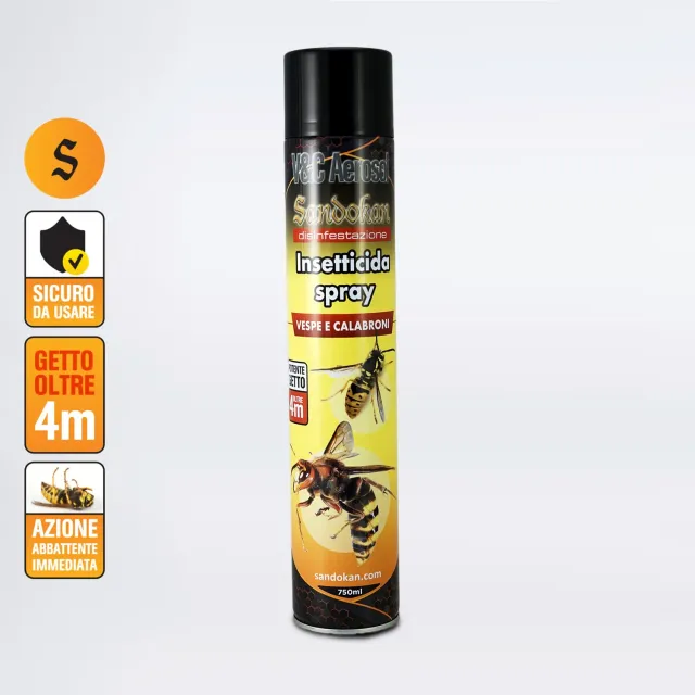 Sandokan Insetticida Spray Vespe e Calabroni 750ml 4m