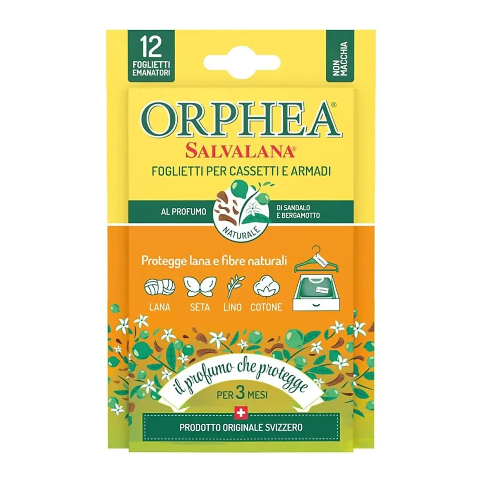 Orphea Salvalana Foglietti sandalo bergamotto 12 pezzi lana