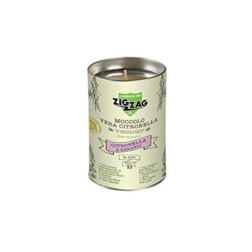 Zig Zag Citronella Geranio candela moccolo interni 24 ore