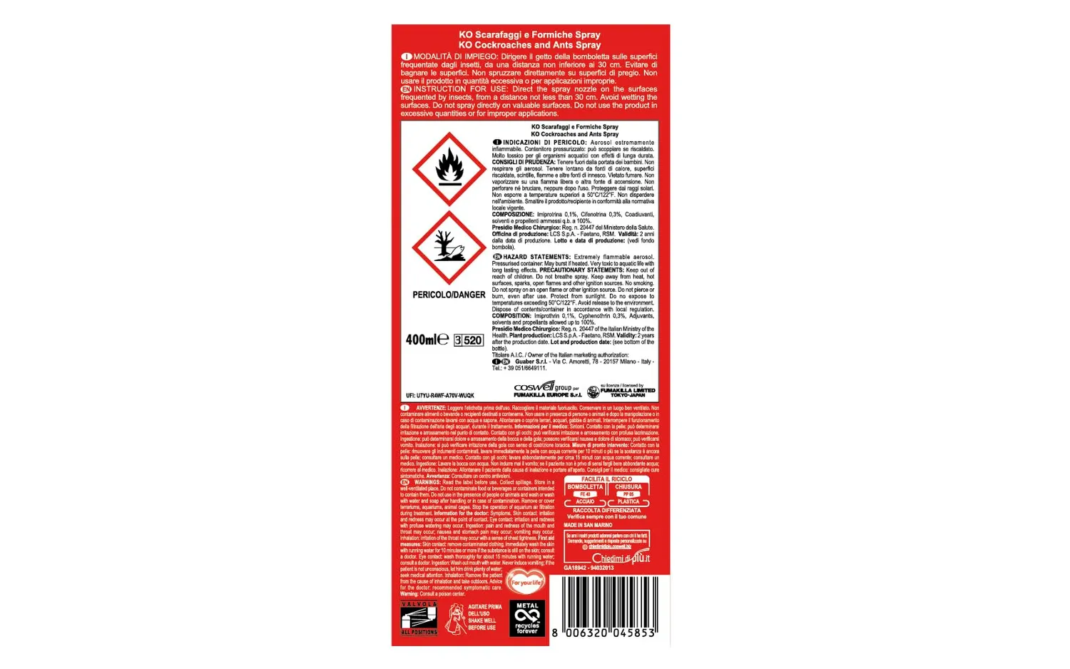 Vape Spray Scarafaggi e Formiche 400 ml insetticida