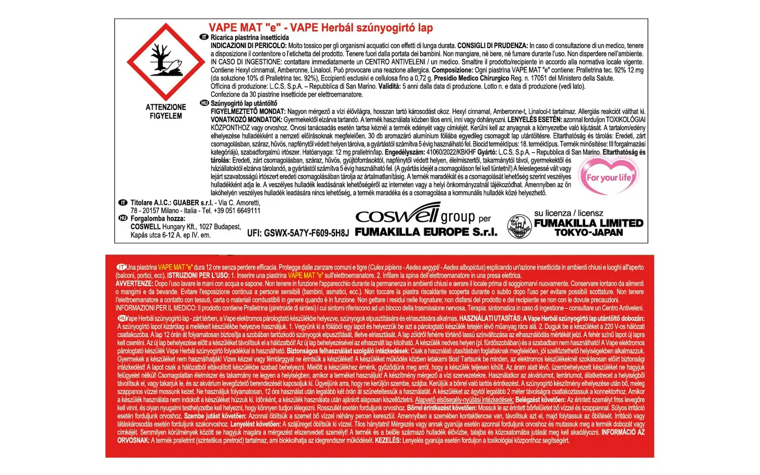Vape Herbal Mat e piastrine 30 pz 12 ore