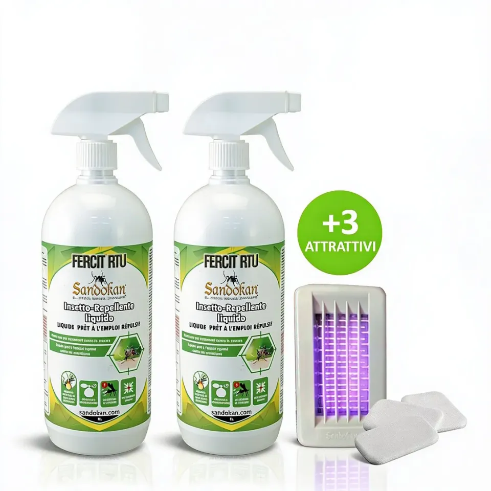 Sandokan Kit Antizanzare Repellente 2x1L + Plug-In Eucalipto
