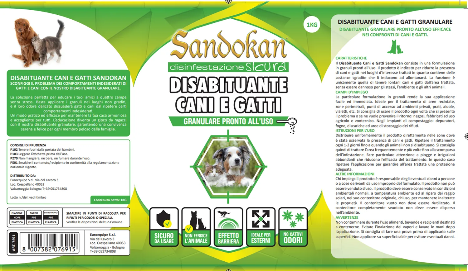 Sandokan Disabituante Cani e Gatti Granulare Naturale