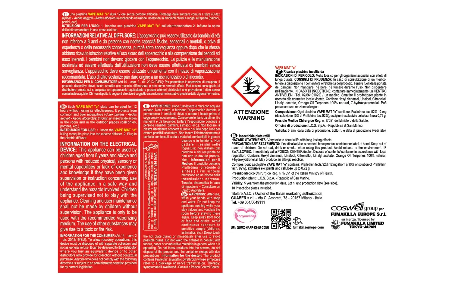 Vape Classic Elettroemanatore Spina + 10 piastrine 12 ore
