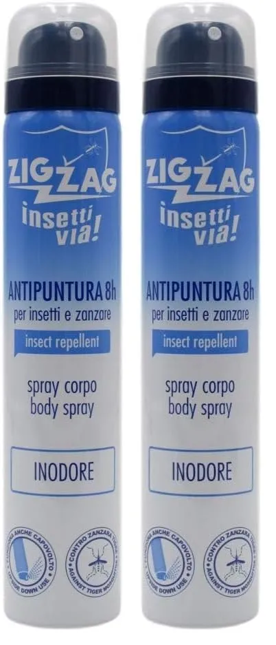 Zig Zag Insettivia Spray Corpo Antizanzare 100 ml Inodore 8 Ore