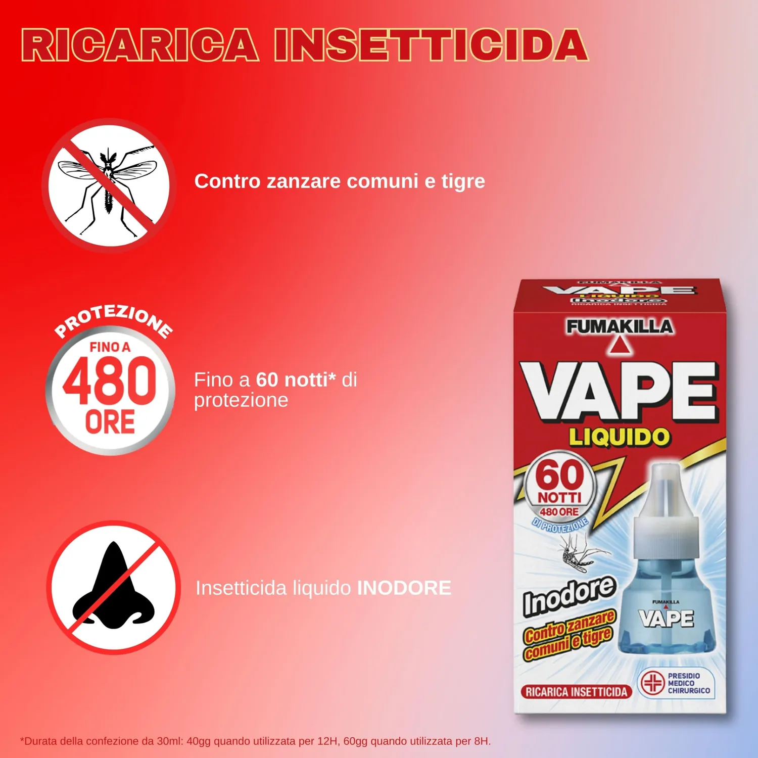 Vape Liquido Inodore ricarica liquida 30ml 480 ore