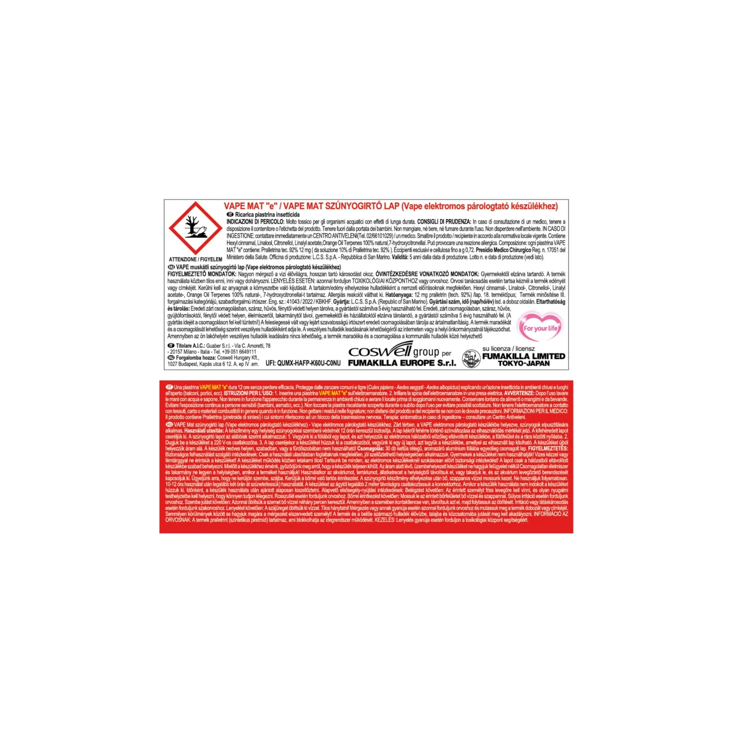Vape Classic Piastrine Insetticida 30 Pezzi 12 Ore