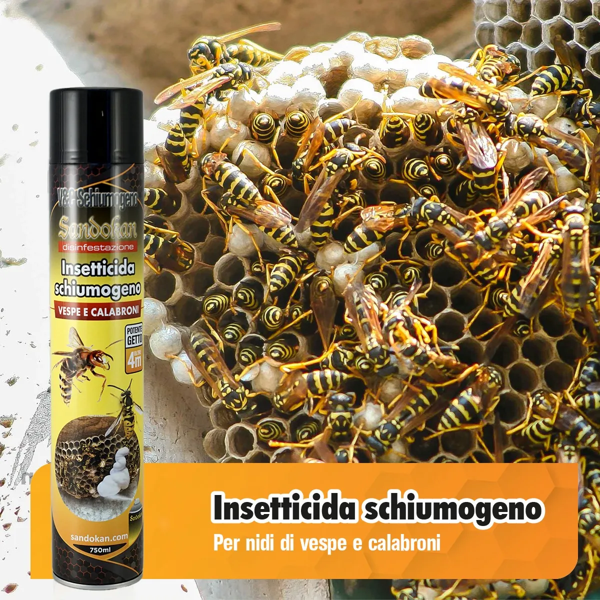 Piccio-NO! Sandokan insetticida schiumogeno vespe 750ml
