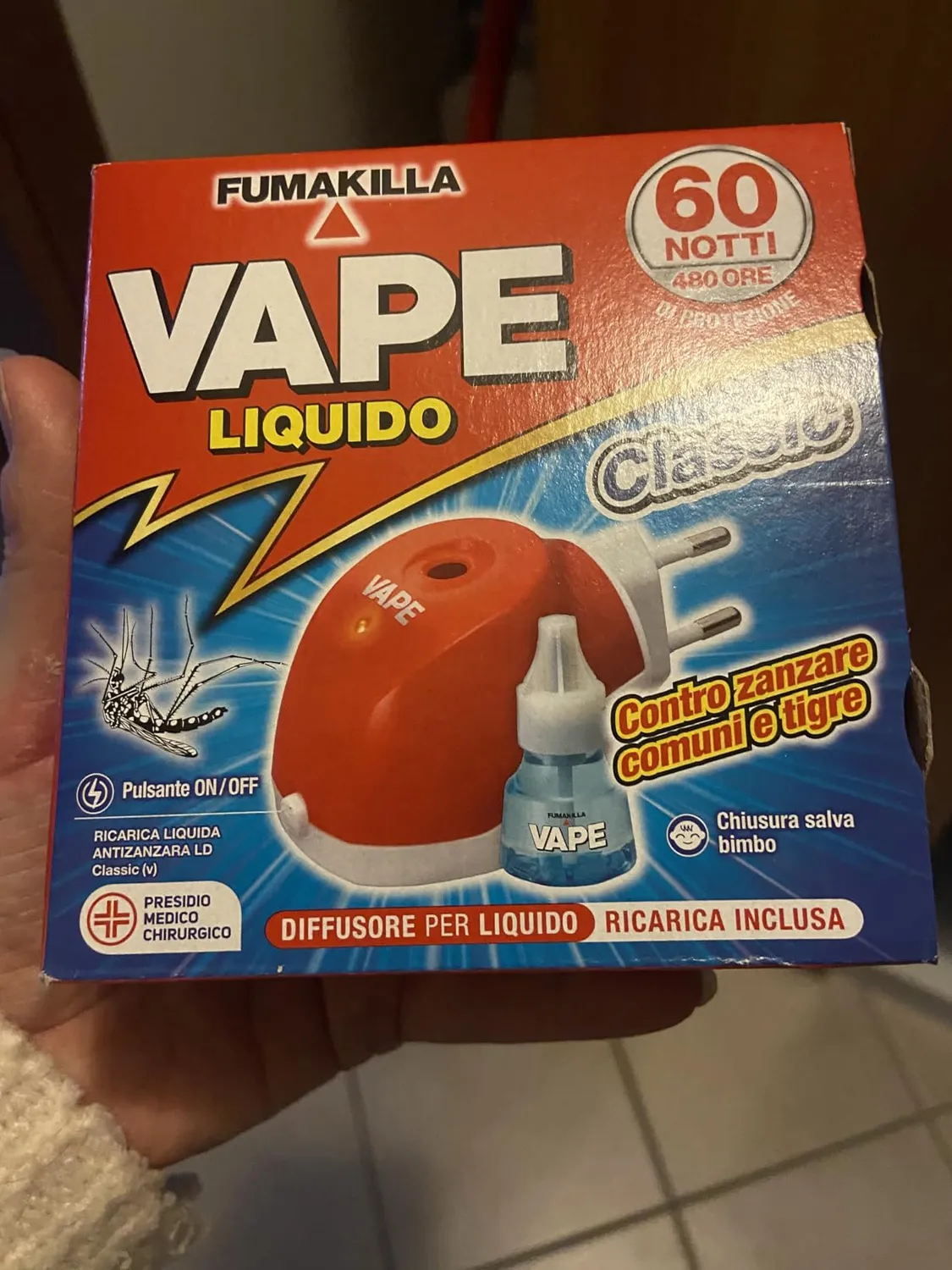 Vape Classic Diffusore Elettrico Zanzare + Ricarica 60 Notti 30 ml