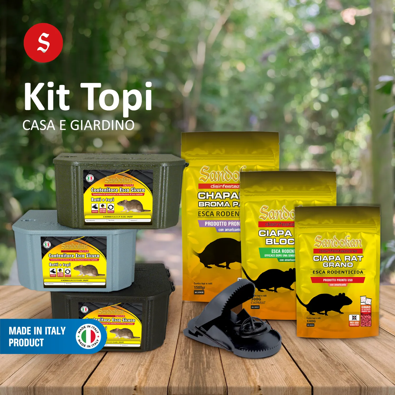 Piccio-NO! Kit Topi Casa e Giardino con Esche e Trappola
