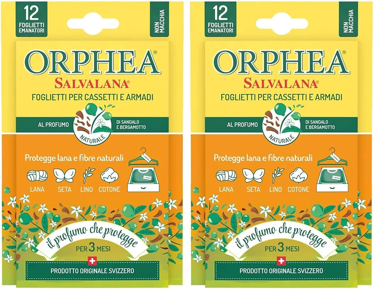 Orphea Salvalana Foglietti sandalo bergamotto 12 pezzi lana