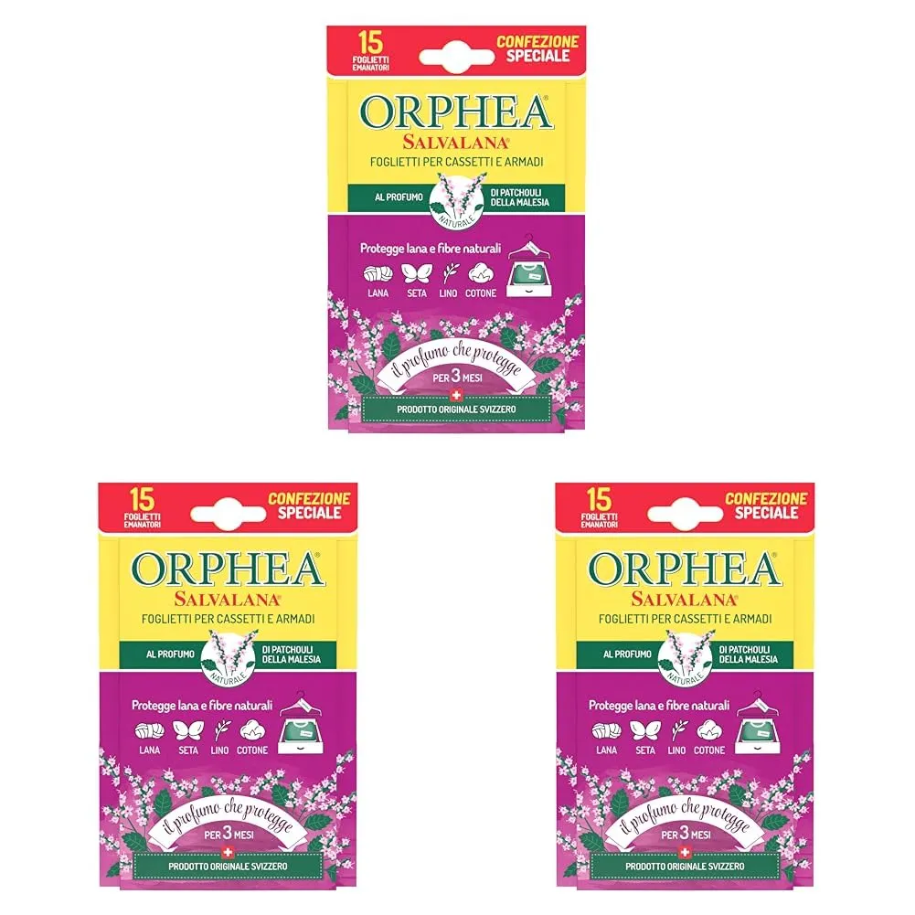 Orphea Salvalana Foglietti Armadio 15 pz sandalo bergamotto