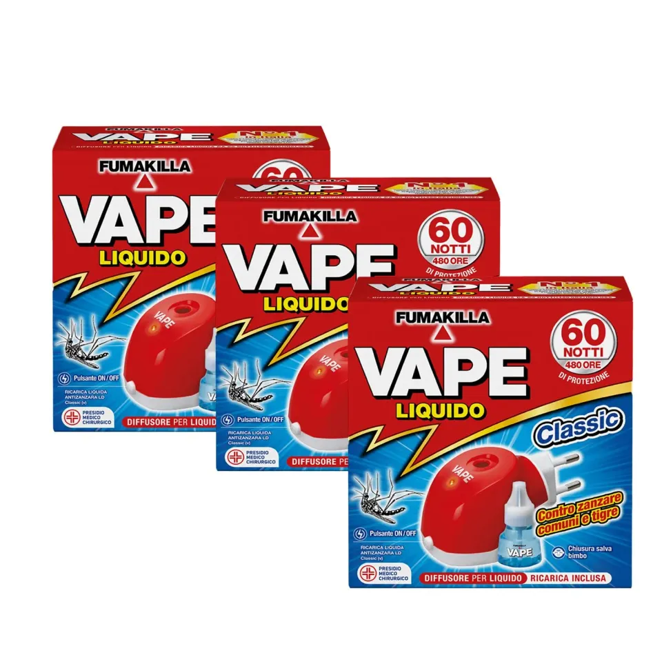 Vape Classic Diffusore Elettrico 60 Notti 3x30 ml
