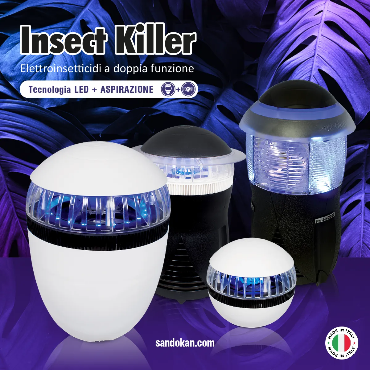 Sandokan Mosquit-Over elettroinsetticida LED 200mq aspirazione