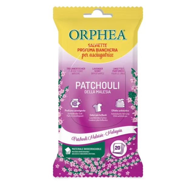 Orphea Salviette Asciugatrice Patchouli 20 Pezzi Antistatico