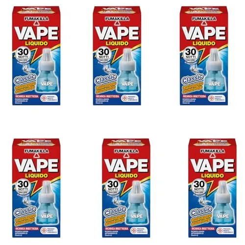 Vape Classic 30 Notti ricarica liquida zanzare 6x15 ml profumata