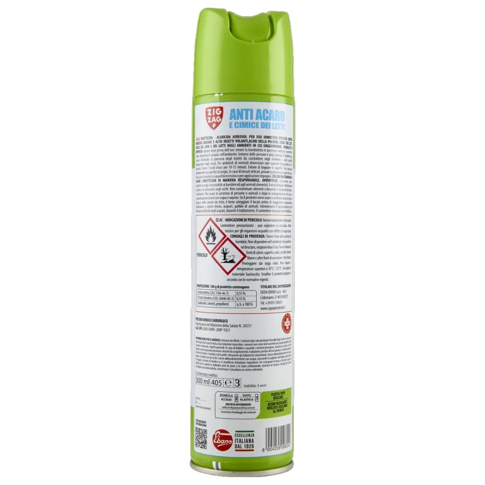 Zig Zag Spray Anti Acaro acaricida spray 300 ml inodore