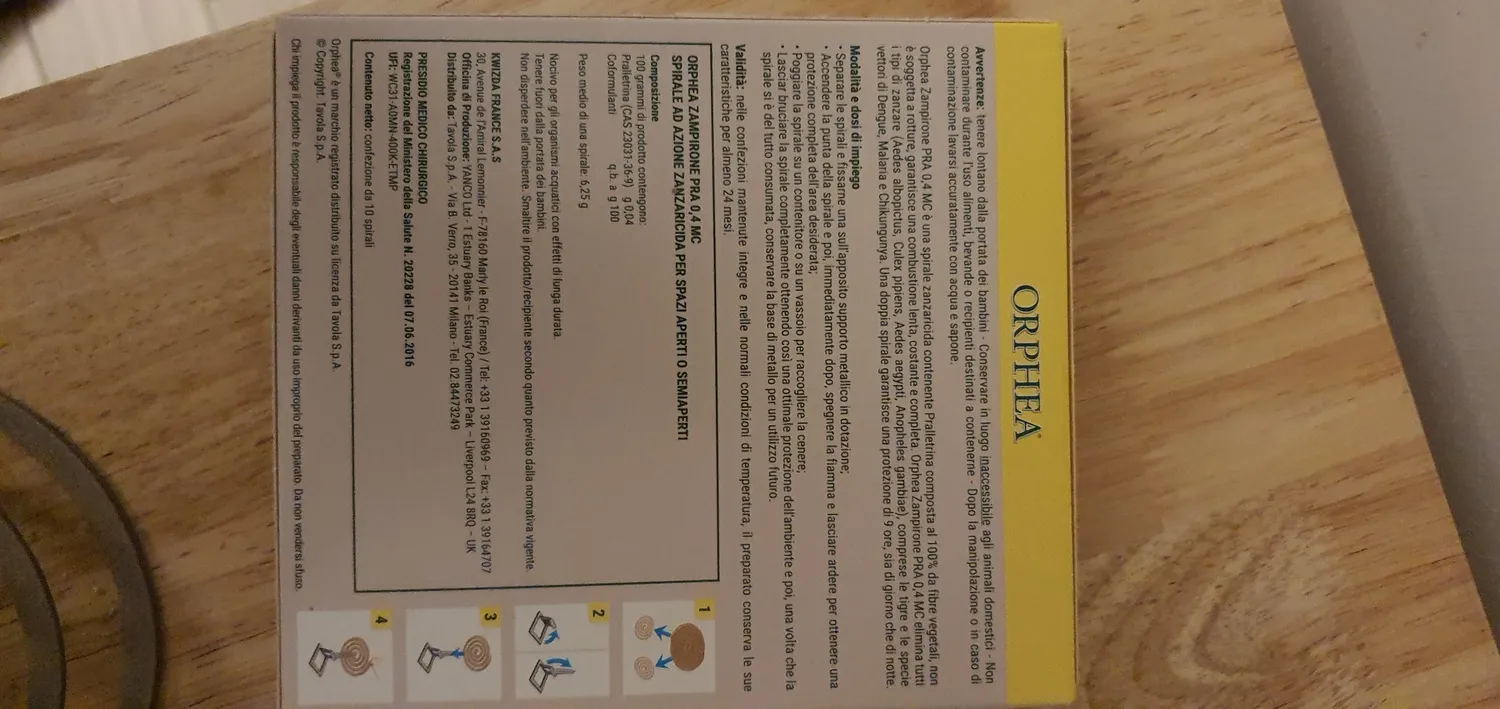 Orphea Spirali Zanzaricida 10 Pezzi Fibra Vegetale fino a 4 Ore