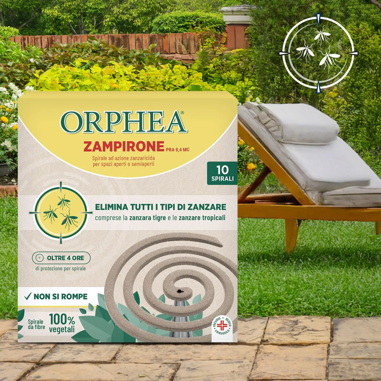 Orphea Spirali Zanzaricida 10 Pezzi Fibra Vegetale fino a 4 Ore