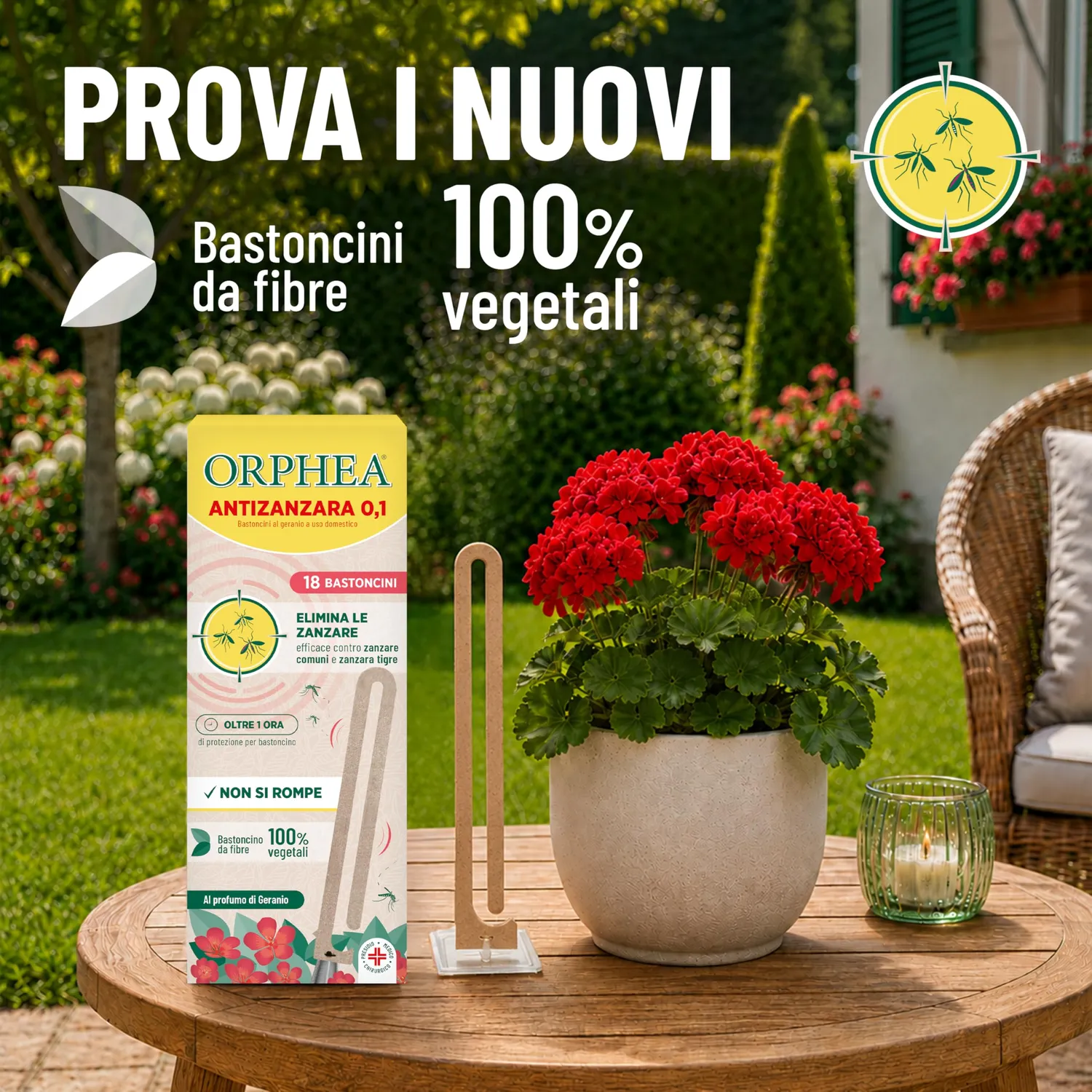 Orphea Bastoncini Geranio Antizanzare 18 pz