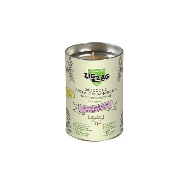 Zig Zag Citronella Geranio candela moccolo interni 24 ore