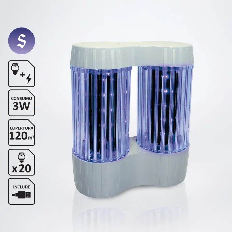 Piccio-NO! Bi-Zan lampada antizanzare LED scarica 120mq USB