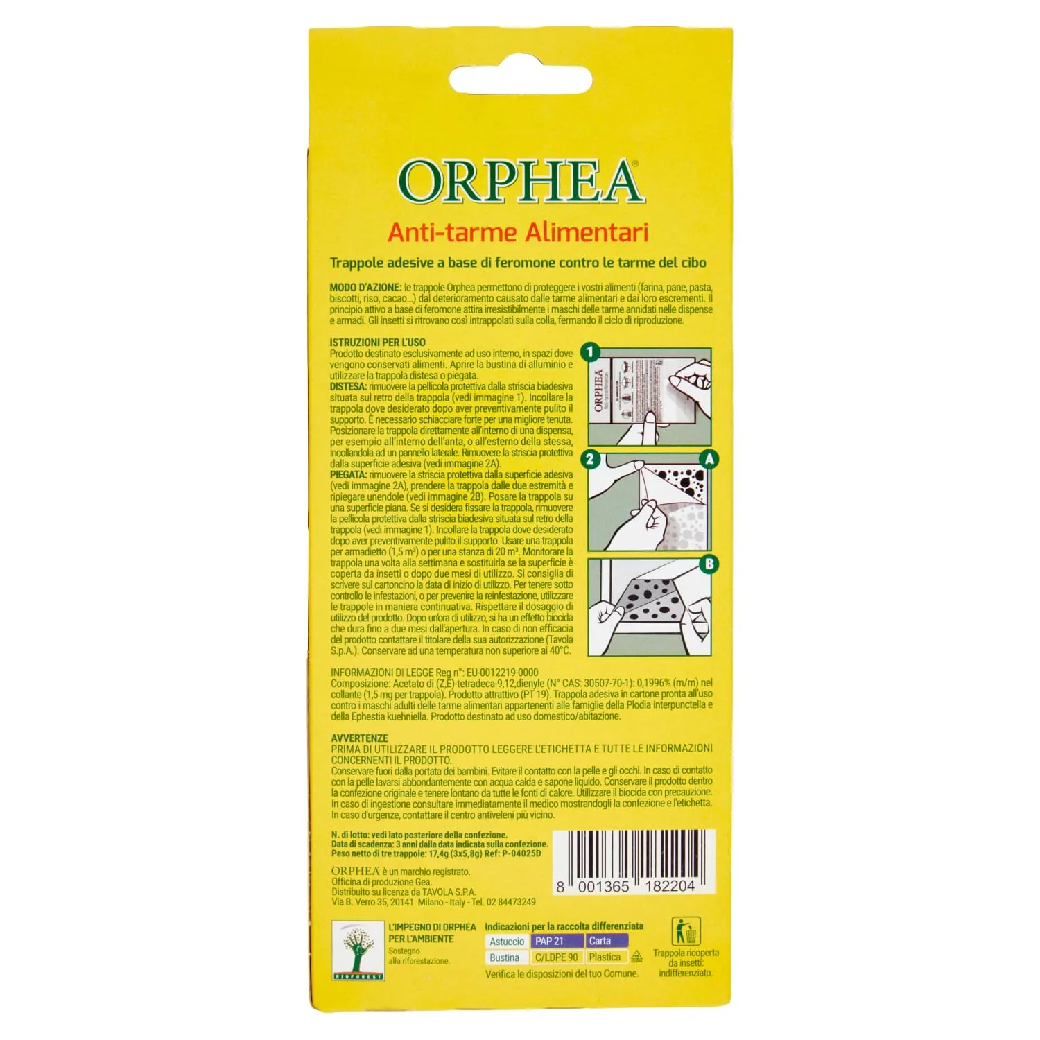 Orphea Antitarme Alimentare trappole 3 pz inodore