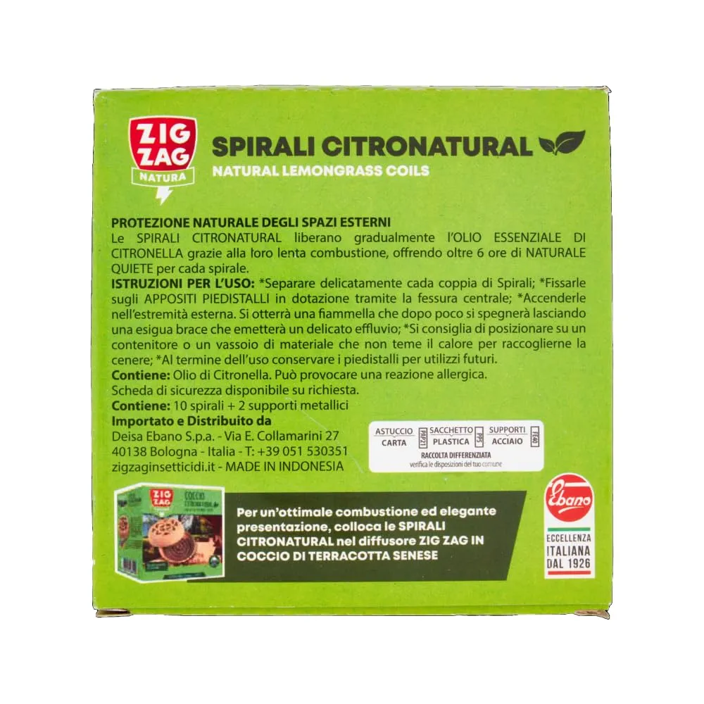 ZigZag Citronatural spirali antizanzare 10 pezzi citronella