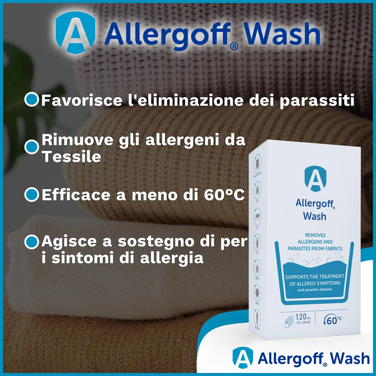 Novokill Allergoff Wash detergente antiacaro 6x20ml per allergici