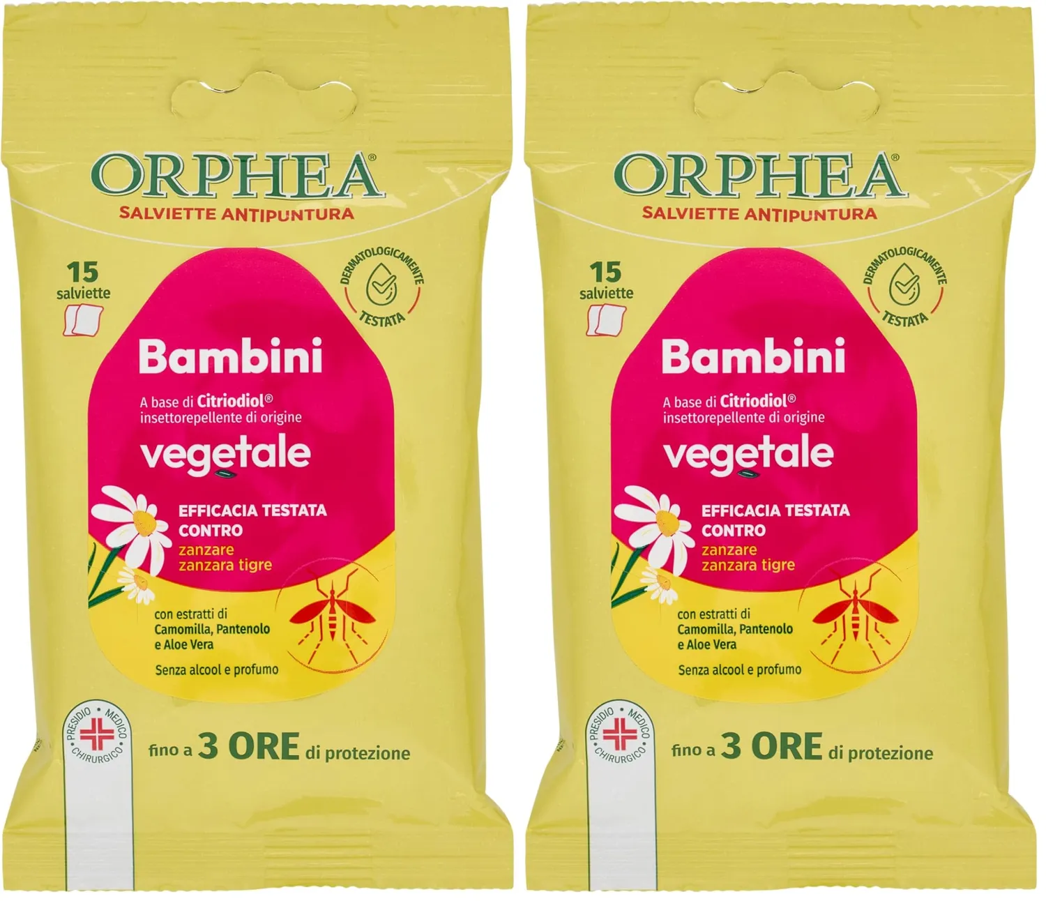 Orphea salviette antipuntura bambini 15 pezzi citriodiol