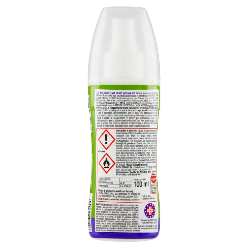 ZigZag Insetti Via Sport Lozione Repellente 100 ml DEET 20%
