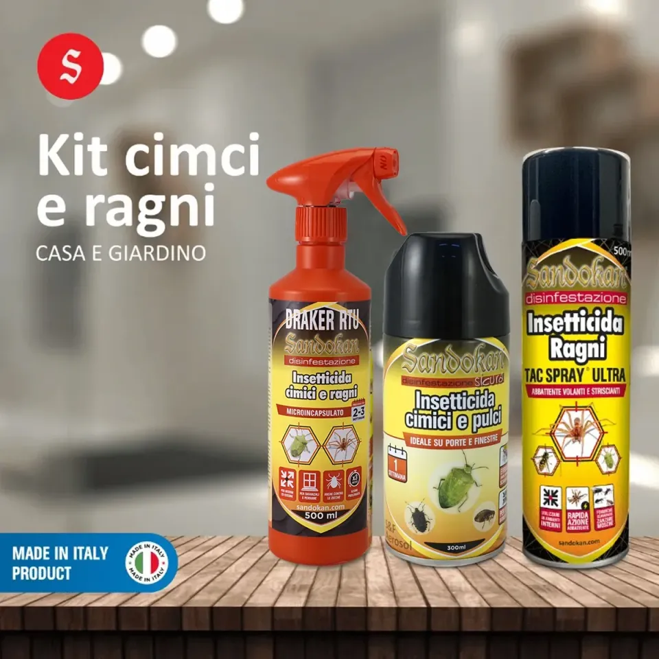 Piccio-NO! Kit cimici ragni casa giardino 3 pezzi barriera