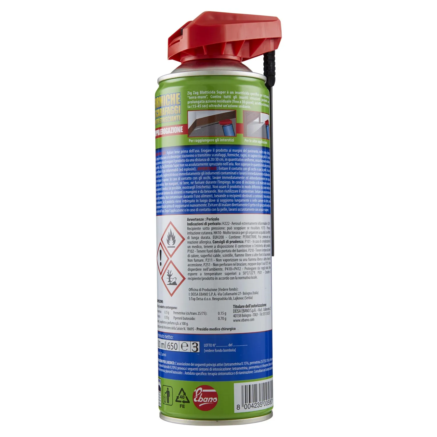 ZigZag Formiche e Scarafaggi Insetticida Spray 500 ml Doppia Erogazione