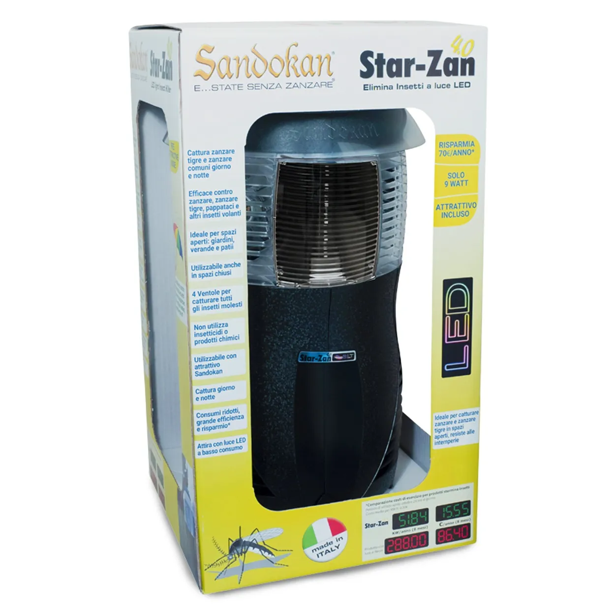 Piccio-NO! Star-Zan 4.0 lampada antizanzare aspirazione 1000 mq