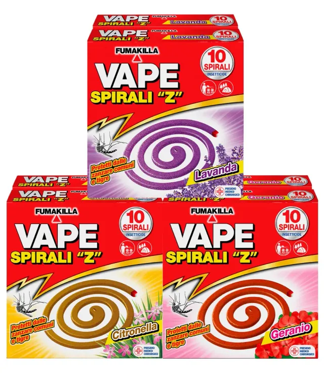 Vape Spirali Z Antizanzare 60 Pezzi Lavanda Geranio Citronella