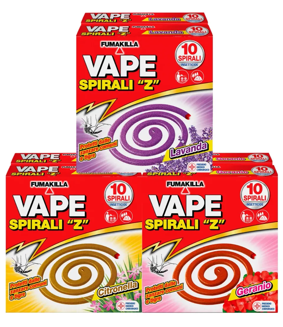 Vape Spirali Z Antizanzare 60 Pezzi Lavanda Geranio Citronella