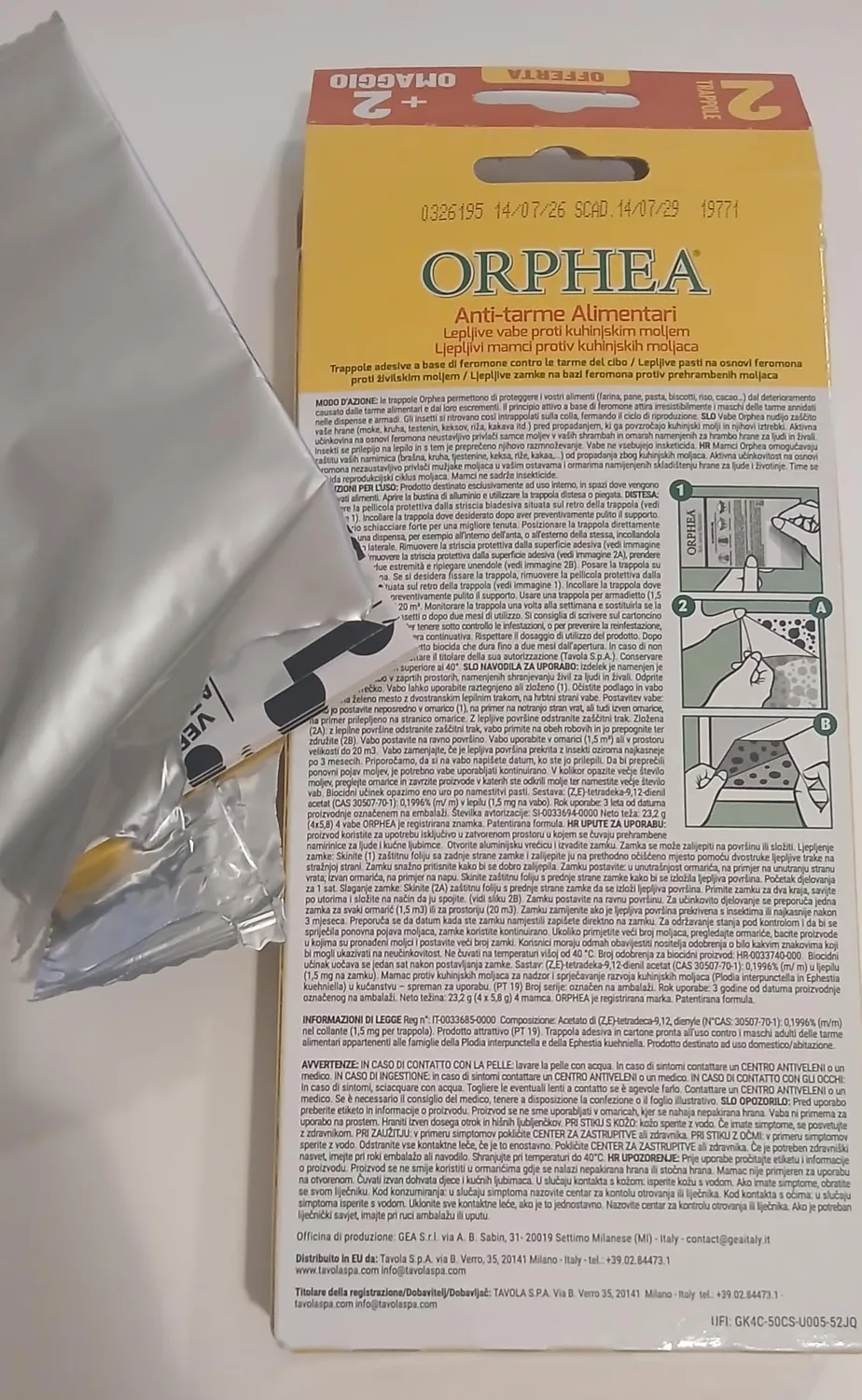 Orphea Antitarme Alimentare 4 Trappole Adesive