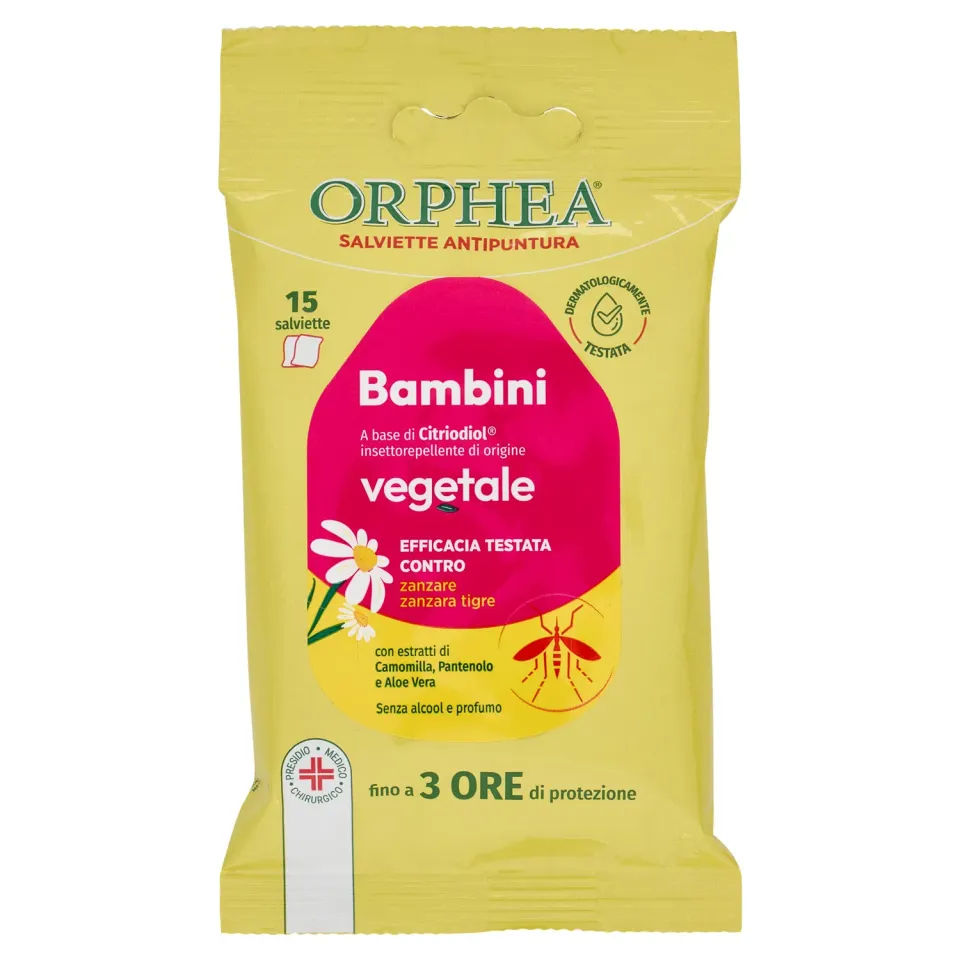 Orphea salviette antipuntura bambini 15 pezzi citriodiol