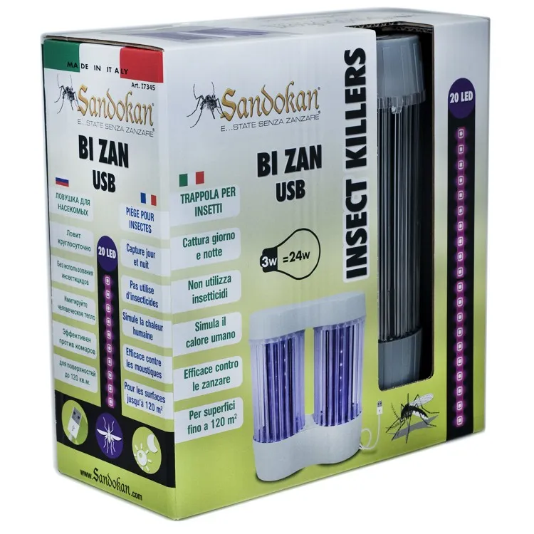 Piccio-NO! Bi-Zan lampada antizanzare LED scarica 120mq USB