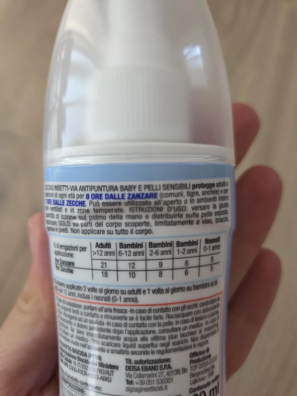 ZigZag Baby spray antizanzare bambini 100 ml senza profumo