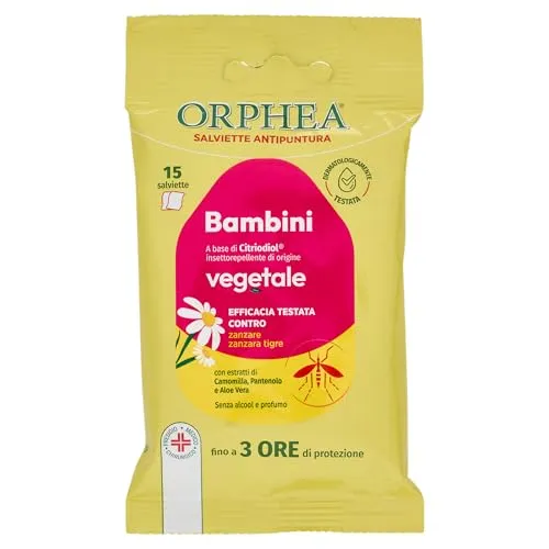 Orphea salviette antipuntura bambini 15 pezzi citriodiol