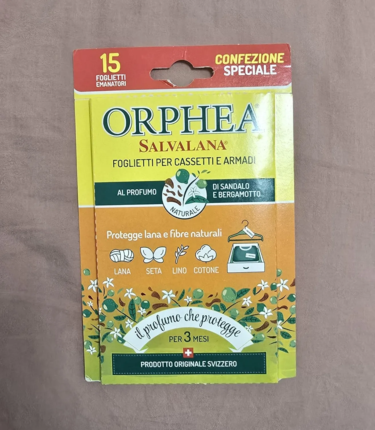 Orphea Salvalana Foglietti Armadio 15 pz sandalo bergamotto
