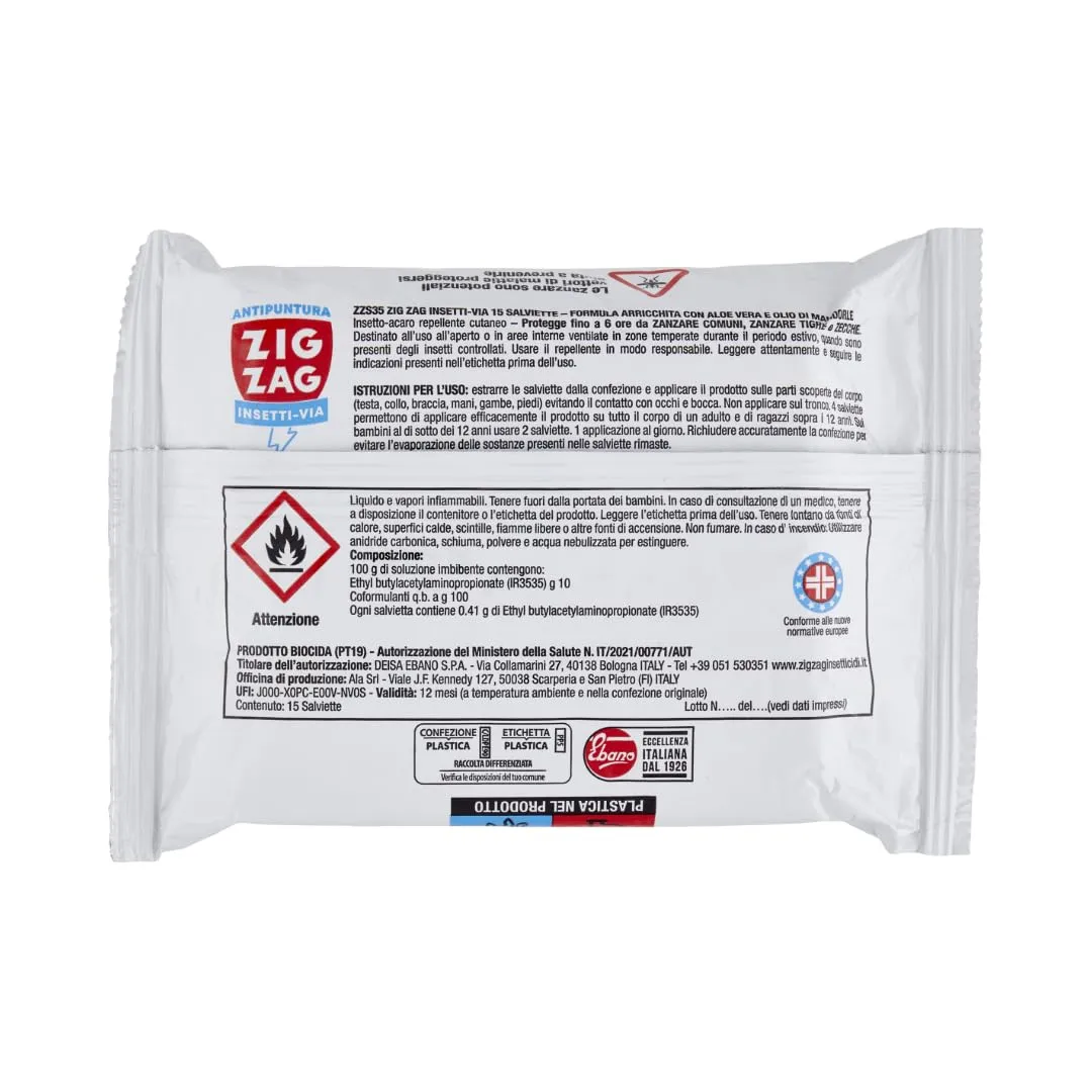 Zig Zag Insettivia salviette antizanzare 15 pz citronella delicata