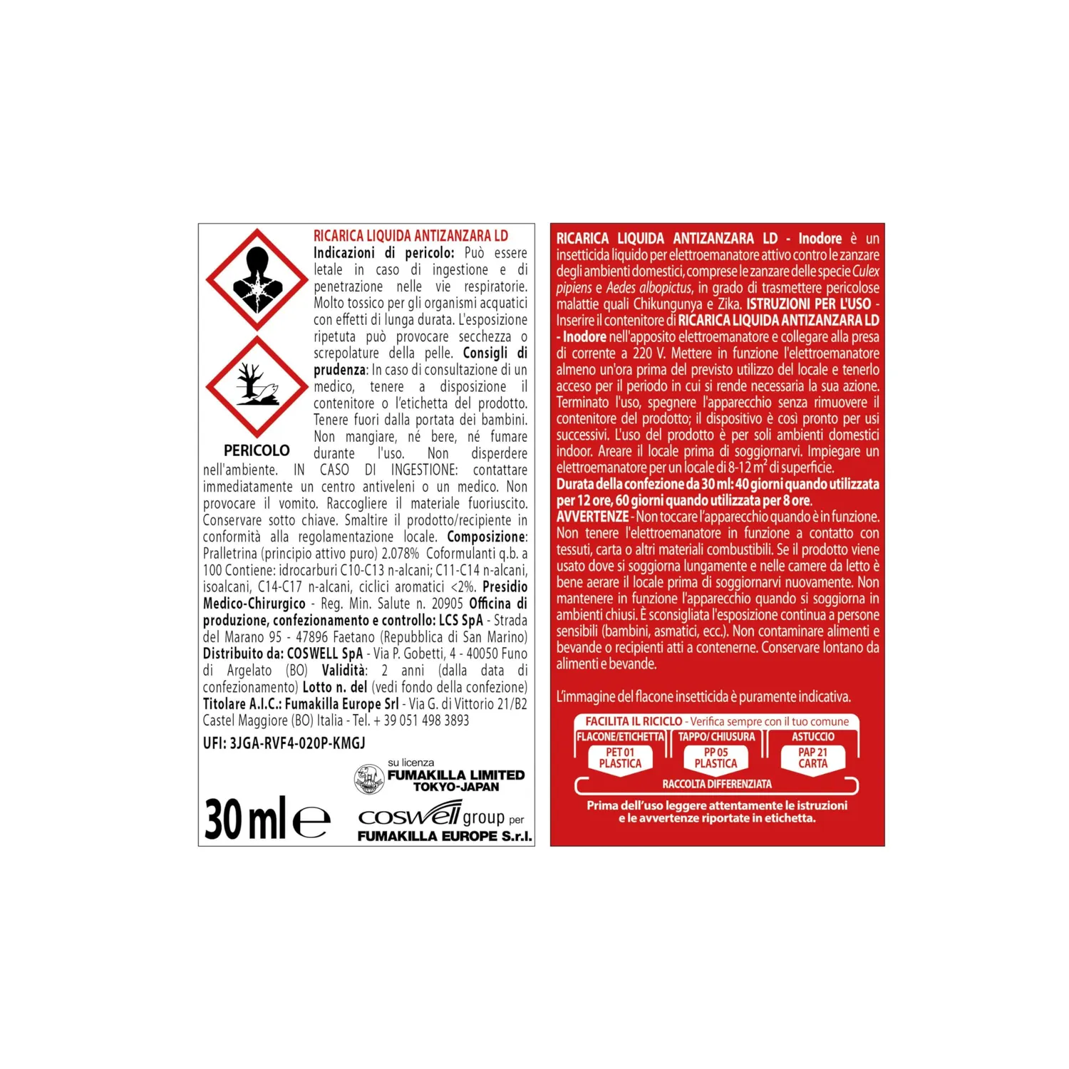 Vape Liquido Inodore ricarica liquida 30ml 480 ore