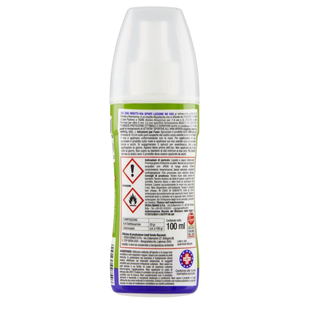 ZigZag Insetti Via Sport Lozione Repellente 100 ml DEET 20%